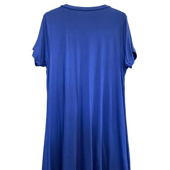 Soft Surroundings Royal Blue Jersey Short Sleeve Pleated Scoop Neck Dress 1X - Picture 7 of 8